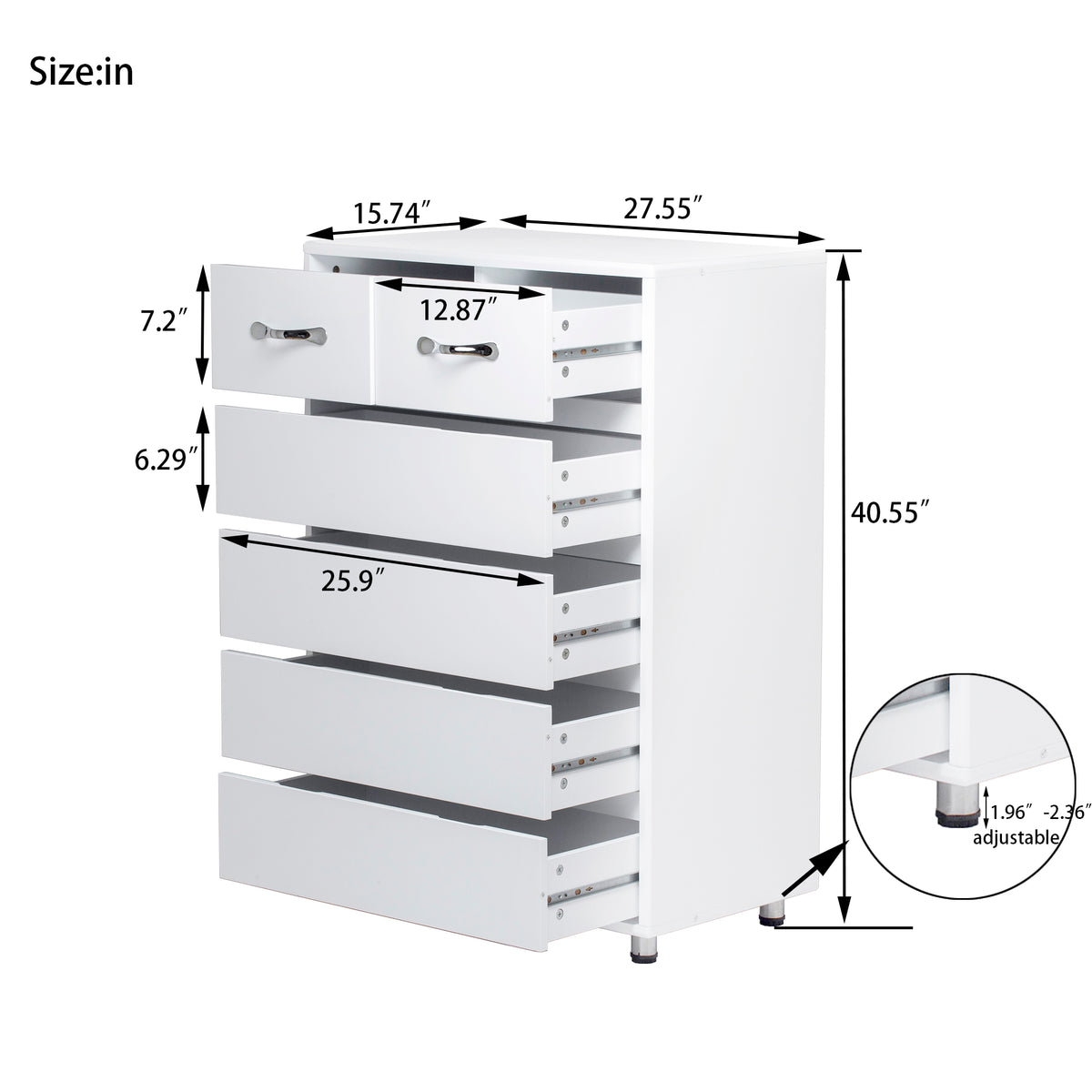 Six drawer side table-white W28203339-djyc