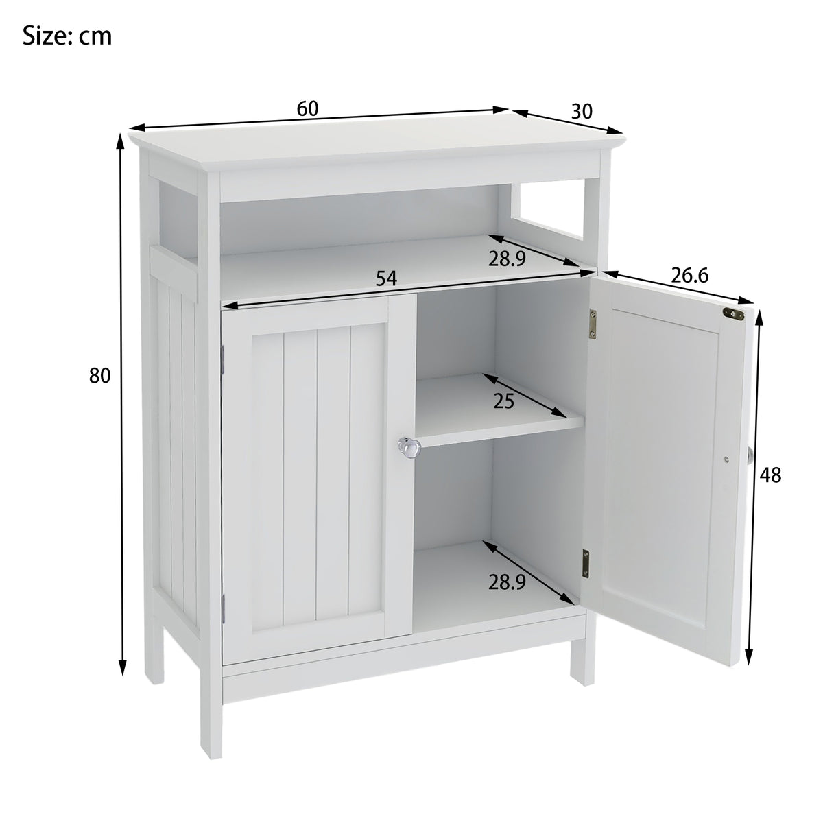 Bathroom standing storage with double shutter doors cabinet-White W28215278-djyc