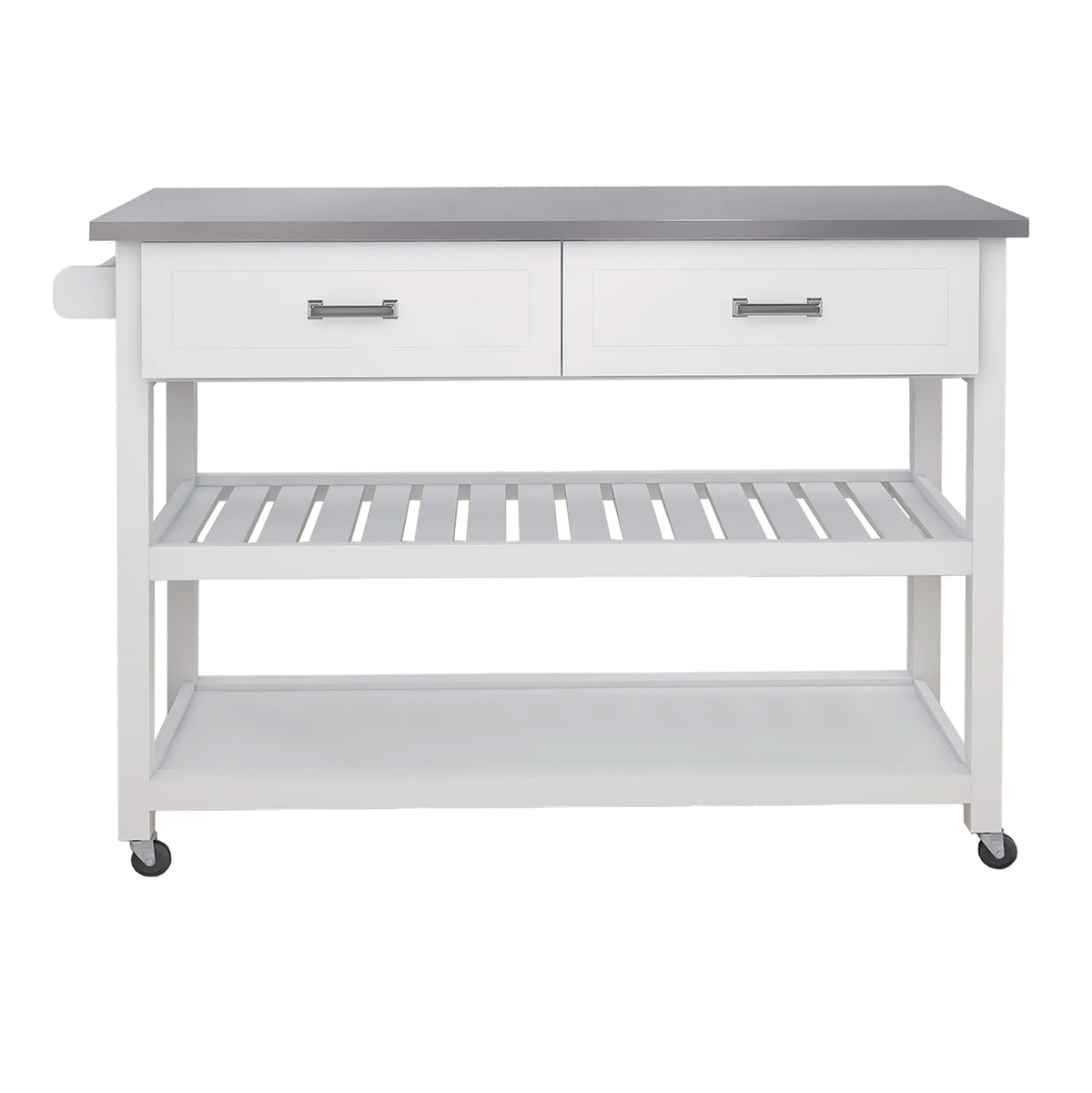 Stainless Steel Table Top White Kicthen Cart With Two Drawers W28218593-djyc