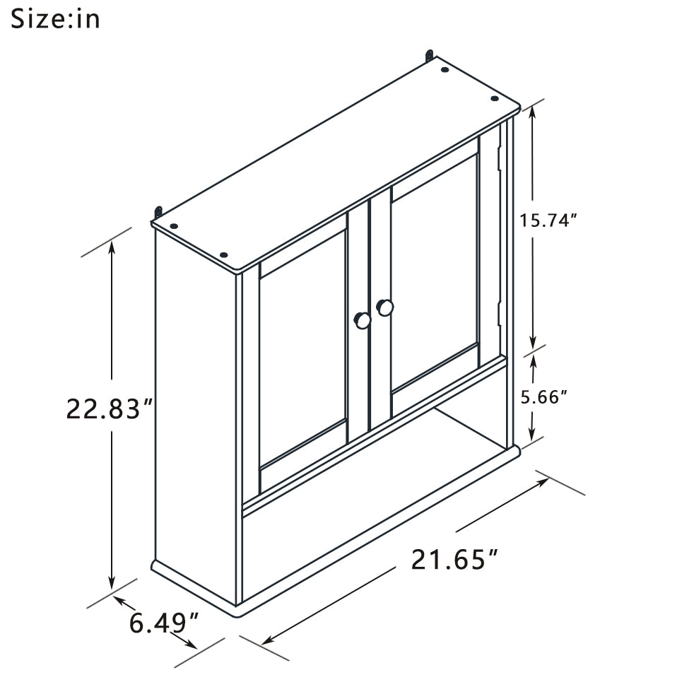 Bathroom Wall Cabinet with Doule Mirror Doors and Shelvs W28206527-djyc