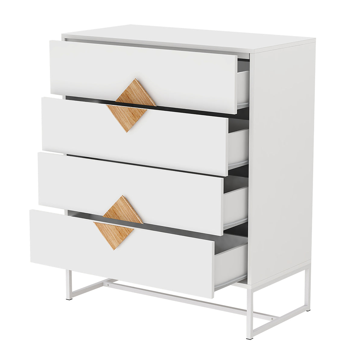 Solid wood special shape square handle design with 4 drawers bedroom furniture dressers W28233441-djyc