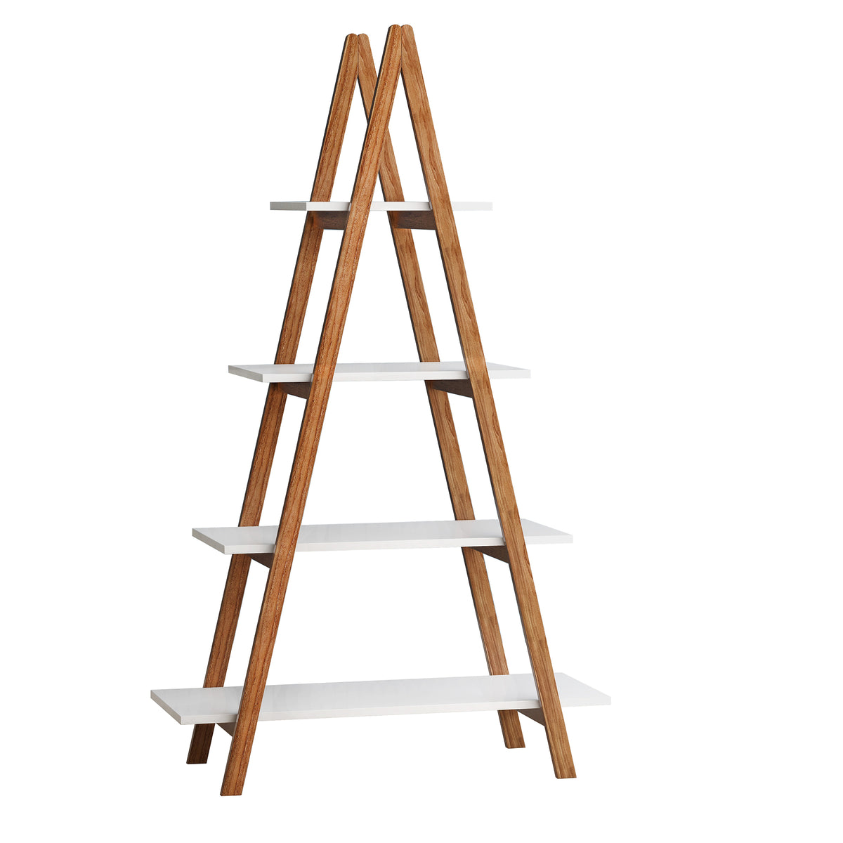 Solid bamboo wood oxford "A" frame ladder display bookshelf W28222283-djyc