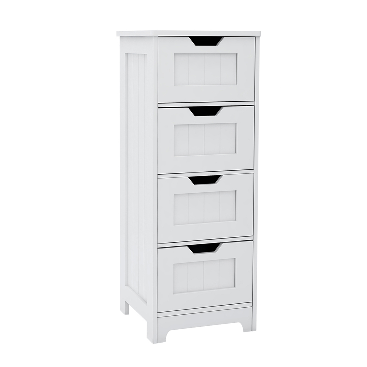 White freestanding storage cabinet with 4 drawers, suitable for bathroom, living room, kitchen W28225814-djyc