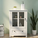 Buffet storage cabinet with single glass doors and unique bell handle W28227727-djyc
