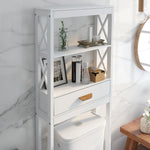 Over-the-Toilet Storage Cabinet White with one Drawer and 2 Shelves Space Saver Bathroom Rack W28227728-djyc