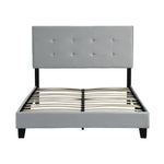 Full Size UpholsteredPlatform Bed Frame withpull point Tufted Headboard, Strong Wood Slat Support, Mattress Foundation, No Box Spring Needed, Easy Assembly,Gray W31136118-djyc