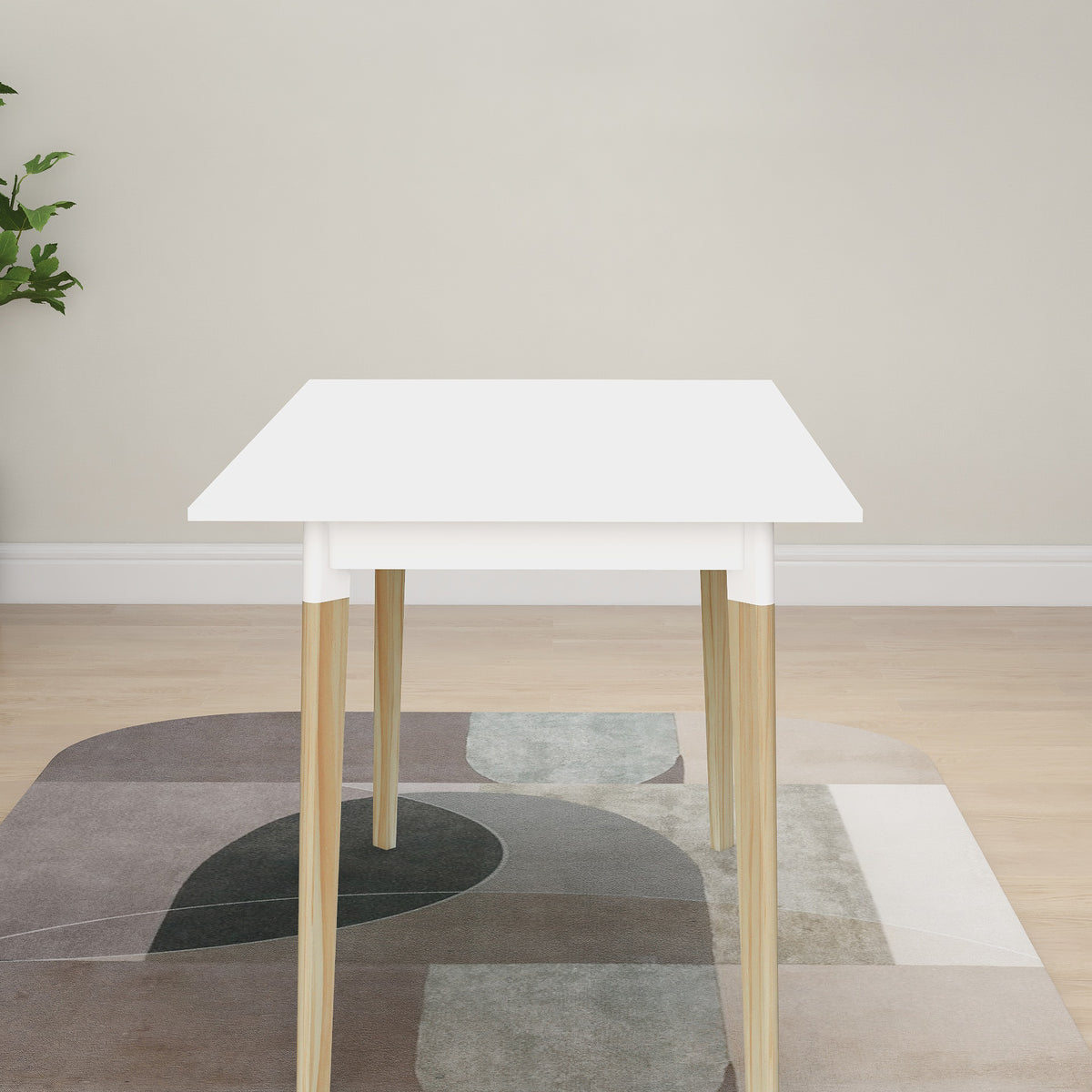 Modern Dining Table 47 Inch Kitchen Table Rectangular Top with Solid Wood Leg-White W112040061-djyc