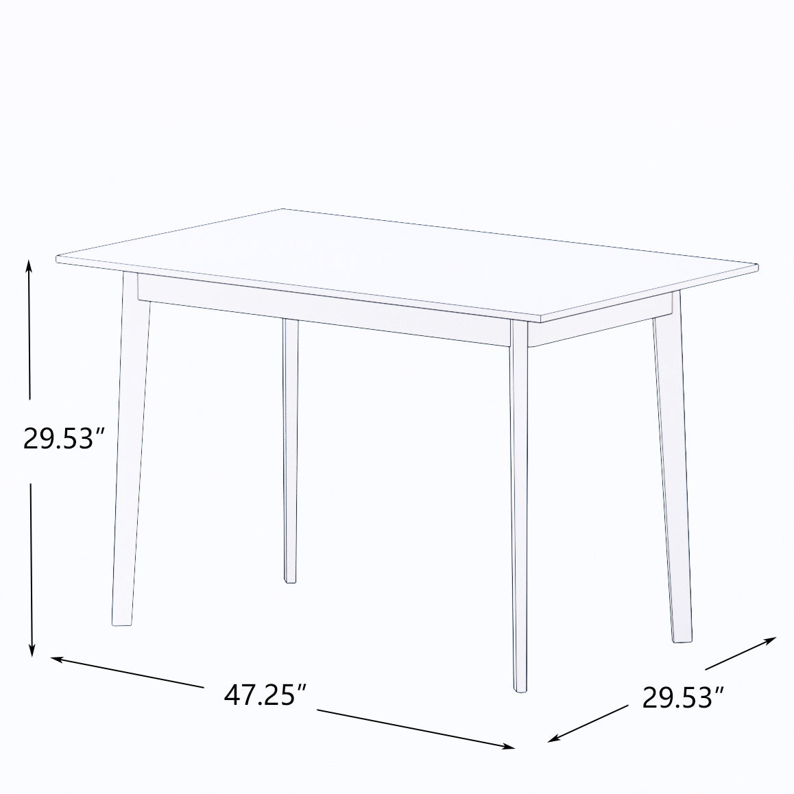 Modern Dining Table 47 Inch Kitchen Table Rectangular Top with Solid Wood Leg-White W112040061-djyc