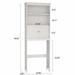 Over The Toilet Rack 2 -Tier Toilet Bathroom Spacesaver Storage Shelf with 2 Doors Wood Storage Organizer Cabinet for Bathroom Freestanding Shelf-White W112049945-djyc