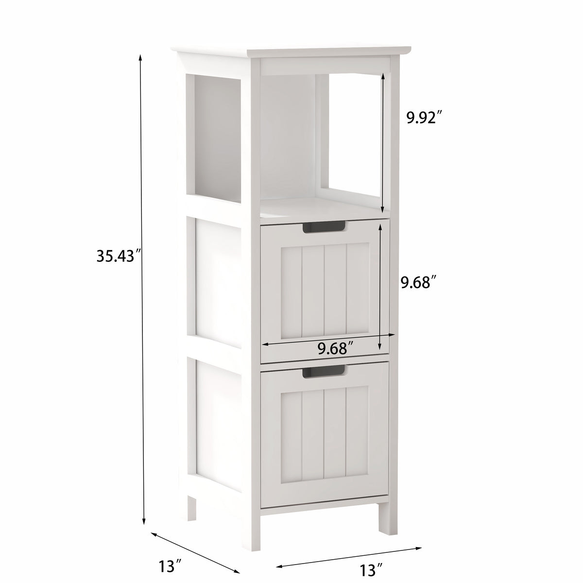 Bathroom Floor Cabinet with 2 Drawers and 1 Storage Shelf,Freestanding Wood Storage Organizer Cabinet-White W112049922-djyc