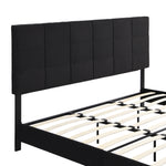 King Size Upholstered Platform Bed Frame withLinen Fabric Headboard, No Box Spring Needed, Wood Slat Support, Easy Assembly, BLACK W311107471-djyc