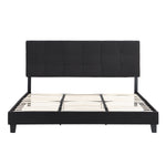 King Size Upholstered Platform Bed Frame withLinen Fabric Headboard, No Box Spring Needed, Wood Slat Support, Easy Assembly, BLACK W311107471-djyc