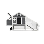 Removable Tray Ramp wooden outdoor chicken hutch coop with running cage with wheels W21949696-djyc