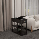 Narrow Sided Table with Drawers and Bottom Partition in Flip Over Design - Brown (Package Contains Two Products) W28243317-djyc