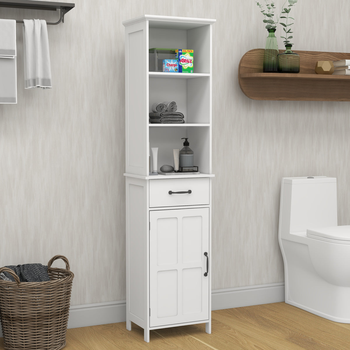 Floor Standing Cabinet with 1 Door and 1 Drawer - White W28263149-djyc