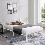 Queen Size Metal Bed Frame with Headboard and Footboard White W31180791-djyc