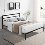 Queen Size Metal Bed Frame with Headboard Black W31181461-djyc