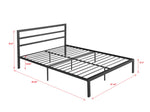 Queen Size Metal Bed Frame with Headboard Charcoal Grey W31181462-djyc