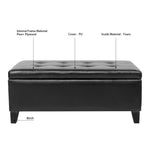 Storage Ottoman with Wooden Legs, Faux Leather Ottoman with Storage for Living Room, Bedroom & Hallway, Ottoman Foot Rest, 38.4' Black Ottoman W68053161-djyc