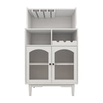Living room White wine cabinet with removable wine rack and wine glass rack, a glass door cabinet W28265029-djyc