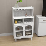 Living room White wine cabinet with removable wine rack and wine glass rack, a glass door cabinet W28265029-djyc