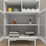 Living room White wine cabinet with removable wine rack and wine glass rack, a glass door cabinet W28265029-djyc