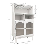 Living room White wine cabinet with removable wine rack and wine glass rack, a glass door cabinet W28265029-djyc