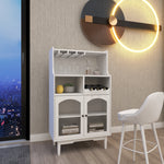 Living room White wine cabinet with removable wine rack and wine glass rack, a glass door cabinet W28265029-djyc