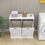 Two-Compartment Tilt-Out Laundry Sorter Cabinet-White W112049950-djyc