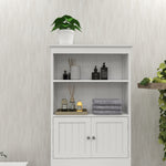 Over The Toilet Rack 2 -Tier Toilet Bathroom Spacesaver Storage Shelf with 2 Doors Wood Storage Organizer Cabinet for Bathroom Freestanding Shelf-White W112049945-djyc