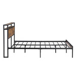 King Size Metal Platform Bed Frame with Wooden Headboard and Footboard with USB LINER, No Box Spring Needed, Large Under Bed Storage, Easy Assemble W311119789-djyc