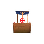 Outsunny Pirate Ship Sandbox with Cover and Rudder, Wooden Sandbox with Storage Bench and Seat, Outdoor Toy for Kids Ages 3-8 Years Old W219109484-djyc