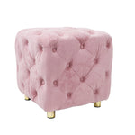 Pink Modern Velvet Upholstered Ottoman, Exquisite Small End Table, Soft Foot Stool,Dressing Makeup Chair, Comfortable Seat for Living Room, Bedroom, Entrance W1170103513-djyc