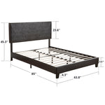 Queen Size Upholstered Platform Bed Frame ,Wood Slat Support, Easy Assembly,Black, pu W311110544-djyc