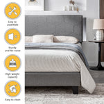 Queen Size Upholstered Platform Bed Frame ,Wood Slat Support, Easy Assembly,Grey W311110547-djyc