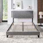 Queen Size Upholstered Platform Bed Frame ,Wood Slat Support, Easy Assembly,Grey W311110547-djyc