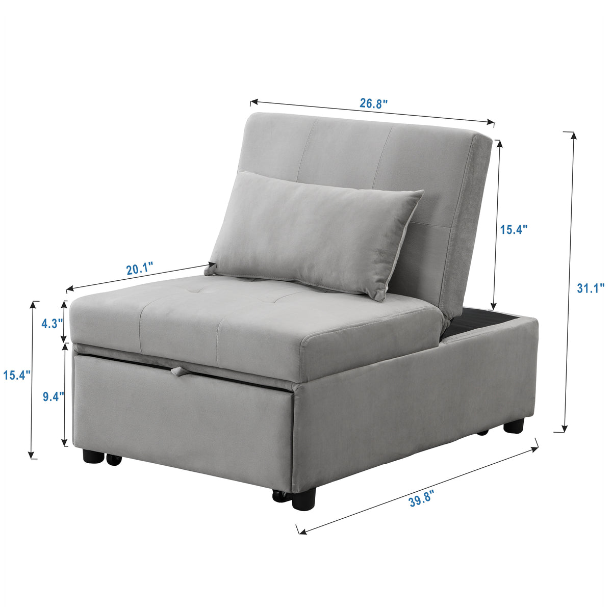 Folding Ottoman Sofa BedGray W214104023-djyc