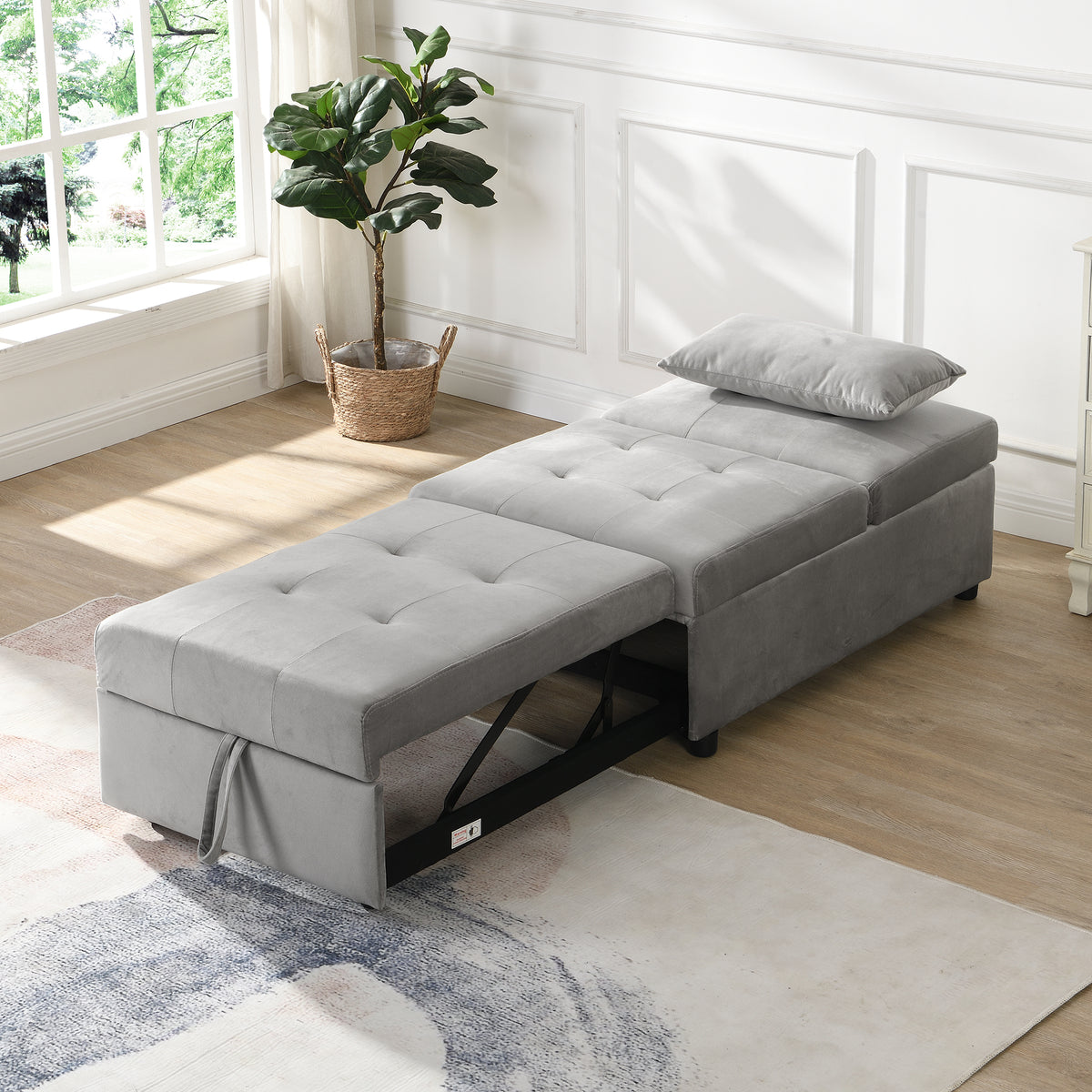 Folding Ottoman Sofa BedGray W214104023-djyc