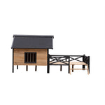 Outdoor Large Wooden Cabin House Style Wooden Dog Kennel with Porch W21951579-djyc