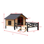 Outdoor Large Wooden Cabin House Style Wooden Dog Kennel with Porch W21951579-djyc