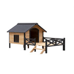 Outdoor Large Wooden Cabin House Style Wooden Dog Kennel with Porch W21951579-djyc