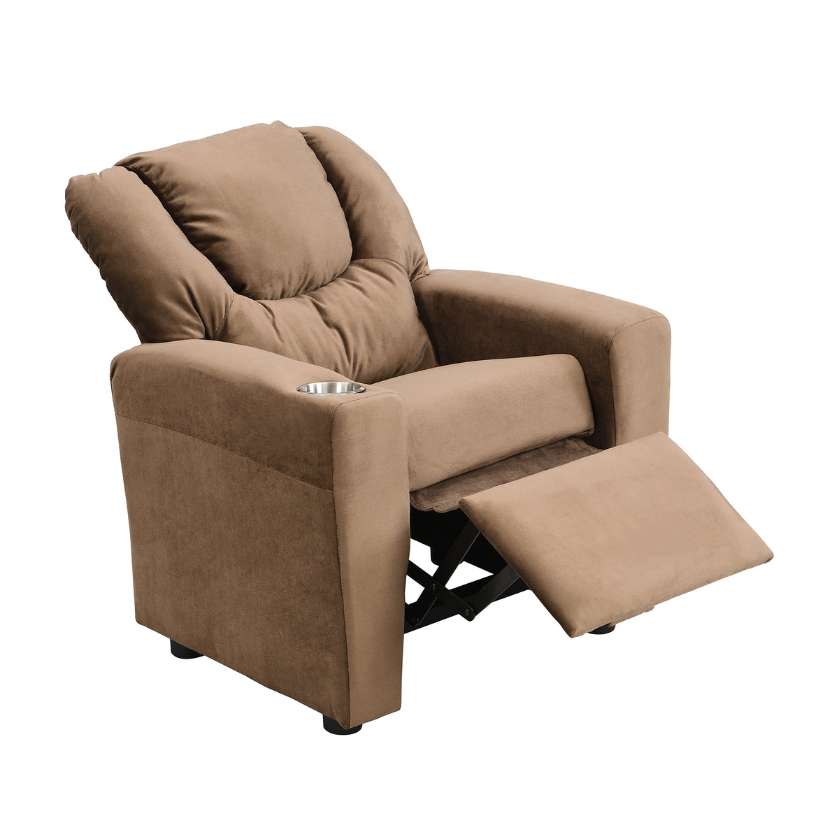 Kids Recliner Chair, Kids Upholstered Couch with One Cup Holder, Footrest, Backrest, Toddlers Velvet Recliner with Headrest and Footrest W214101804-djyc