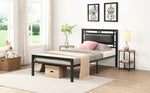 Twin Size metal bed Sturdy System Metal Bed Frame ,Modern style and comfort to any bedroom ,black W311109646-djyc