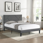 Queen Size Upholstered Platform Bed Frame ,Wood Slat Support, Easy Assembly,Grey W311110545-djyc