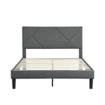 Queen Size Upholstered Platform Bed Frame ,Wood Slat Support, Easy Assembly,Grey W311110545-djyc