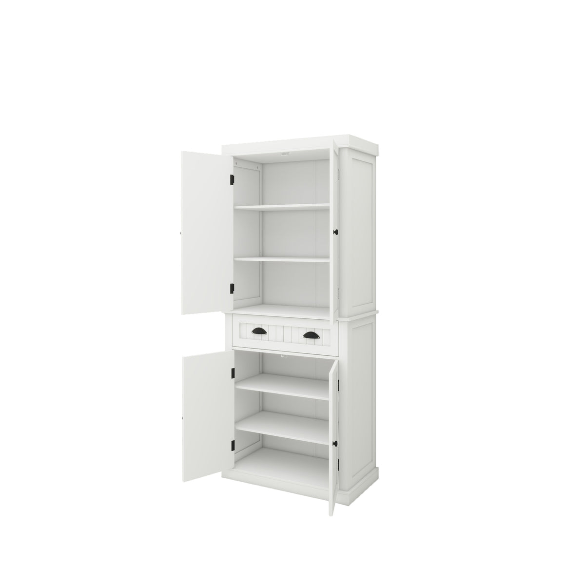 71" Kitchen Pantry Storage Cabinet , with 4 Doors, Drawer, 2 Adjustable Shelves, Freestanding Cupboard for Dining Room Living Room, Laundry-White W282S00023-djyc