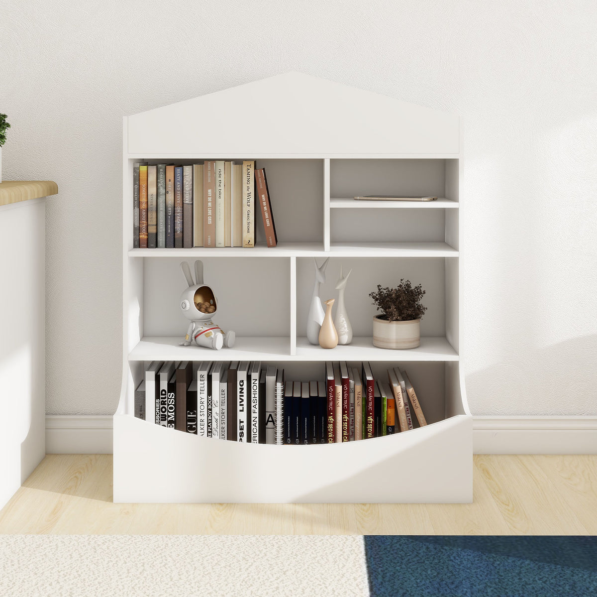 Multi-Functional 7 Shelf Bookcase, Storage Display, Rack, Organizer, White,14.37" D x 31.50" W x39.37" H W282104552-djyc