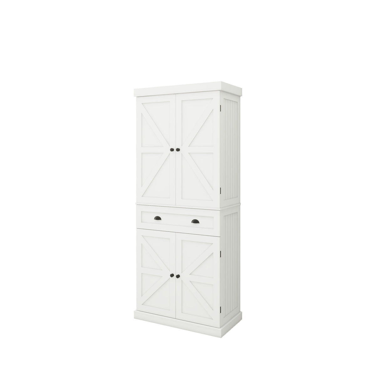 71" Kitchen Pantry Storage Cabinet , with 4 Doors, Drawer, 2 Adjustable Shelves, Freestanding Cupboard for Dining Room Living Room, Laundry-White W282S00024-djyc