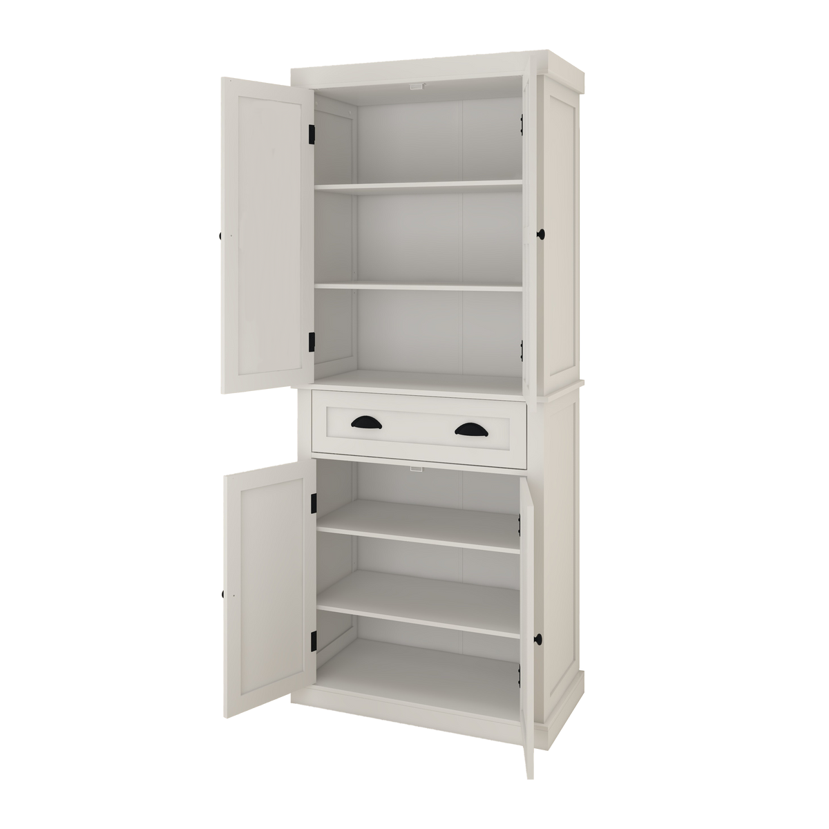 71" Kitchen Pantry Storage Cabinet , with 4 Doors, Drawer, 2 Adjustable Shelves, Freestanding Cupboard for Dining Room Living Room, Laundry-White W282S00025-djyc