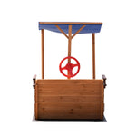 Outsunny Pirate Ship Sandbox with Cover and Rudder, Wooden Sandbox with Storage Bench and Seat, Outdoor Toy for Kids Ages 3-8 Years Old W219109484-djyc